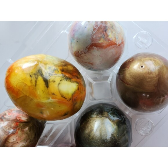 6 Handmade Enameled Eggs in Plastic Carton B49 - Picture 5 of 7